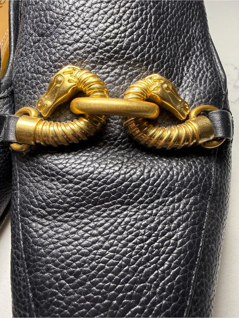 Tory Burch Black Leather Chain-Trim Loafers - Picture 9 of 12
